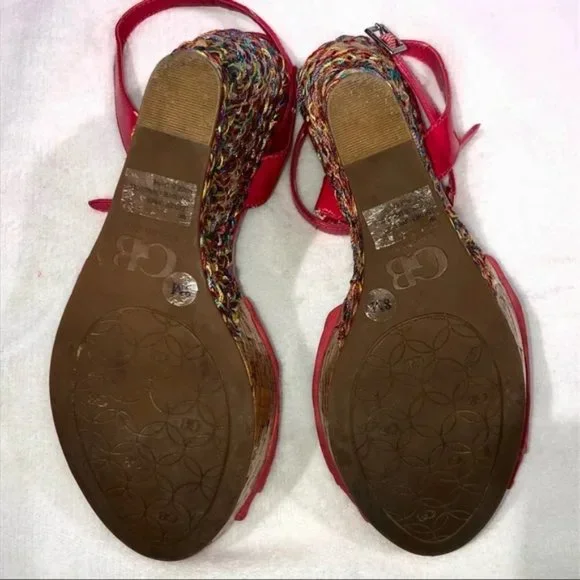 Gianni Bini Pink and Multicolor Braided Peep Toe Wedge - Picture 11 of 14